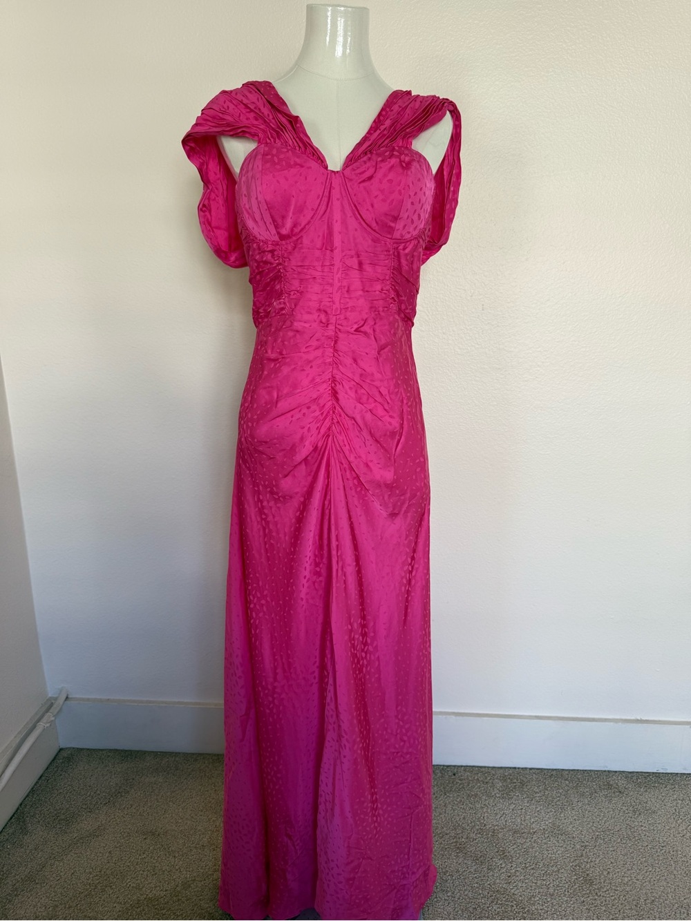 Self-Portrait Fuchsia Draped Maxi Gown